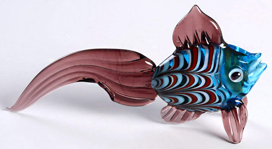Glass Menagerie Purple Tail Buble Eye Fish - Boxed by Fitz & Floyd-1