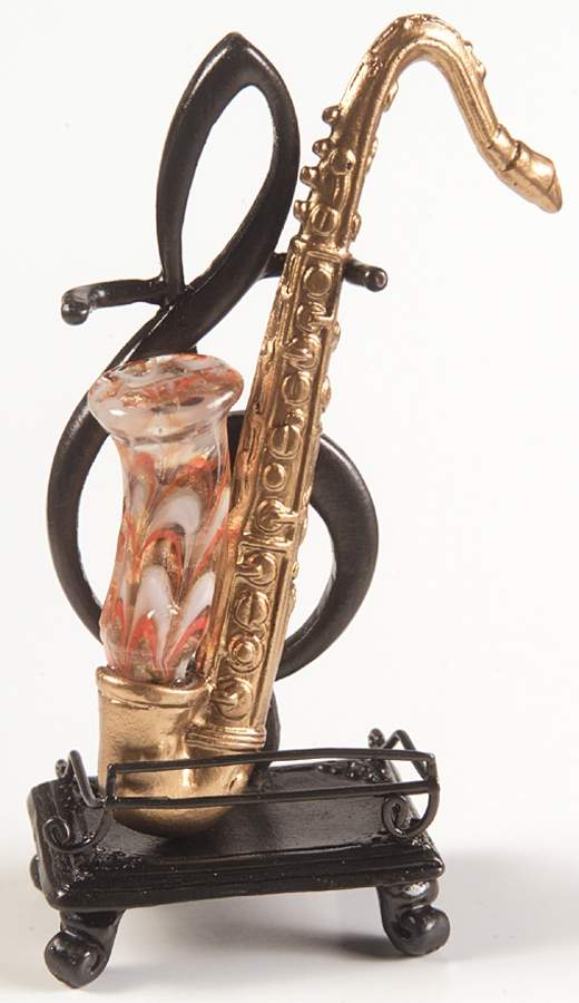Glass Menagerie-Musical Instruments Saxophone With Stand - Boxed by Fitz & Floyd-1