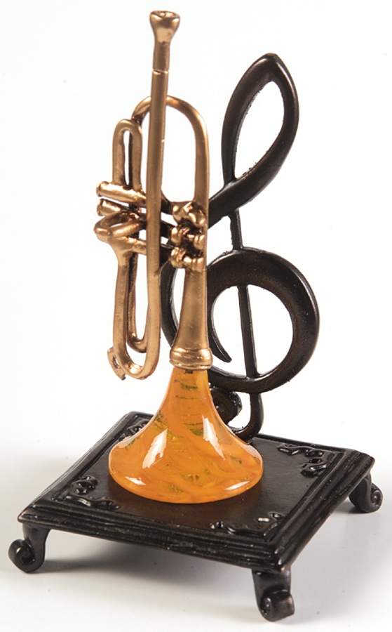 Glass Menagerie-Musical Instruments Trumpet With Stand - Boxed by Fitz & Floyd-1