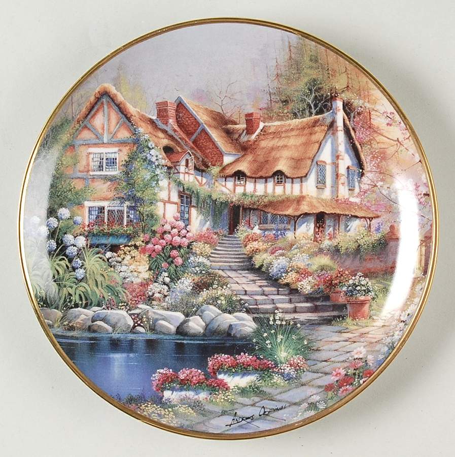 Orpinas Cottages Cobblestone Cottage - No Box by Franklin Mint-1