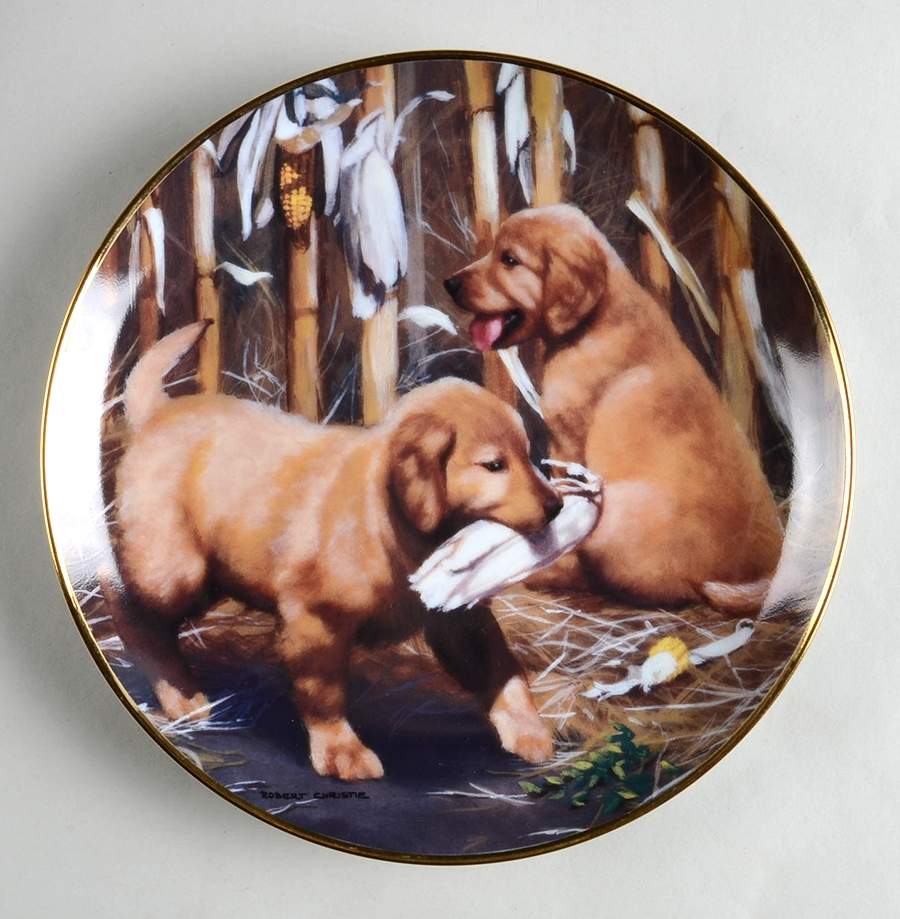 Golden Retriever Puppies-Robert Christie Field Trip - No Box by Franklin Mint-1