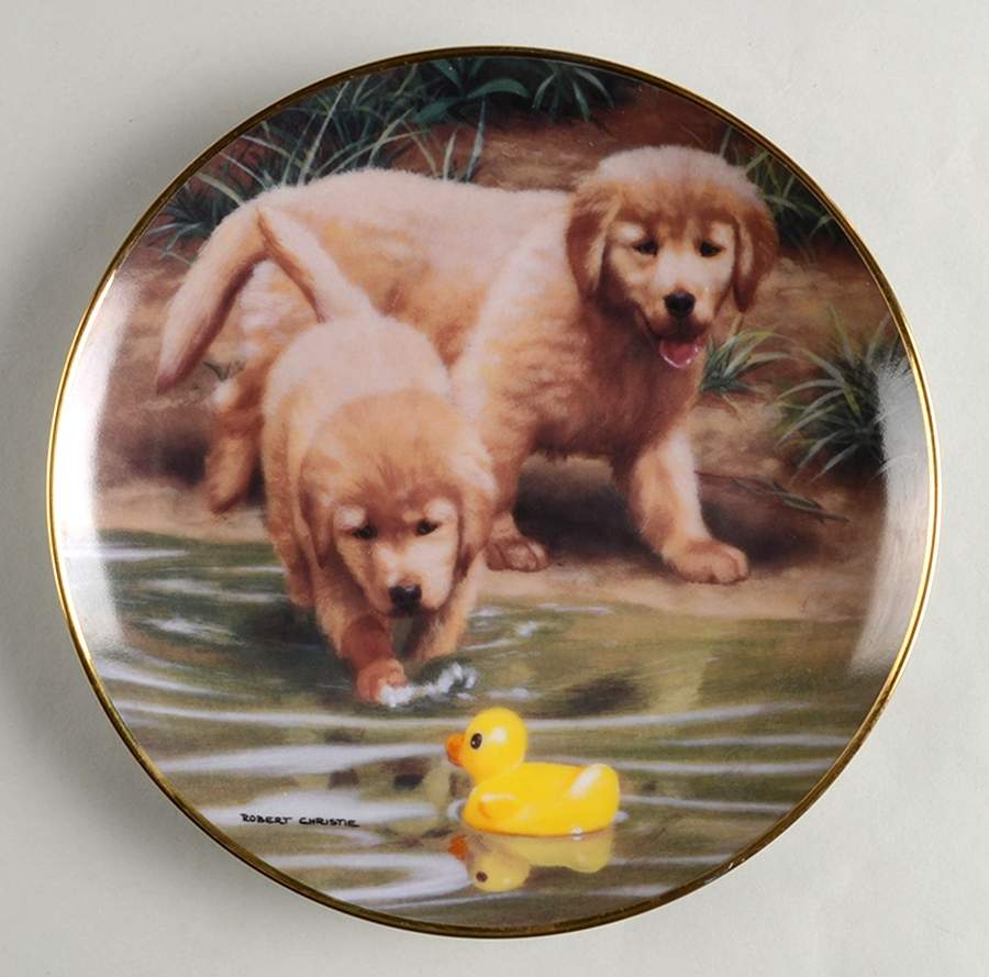 Golden Retriever Puppies-Robert Christie Rubber Duckie - No Box by Franklin Mint-1