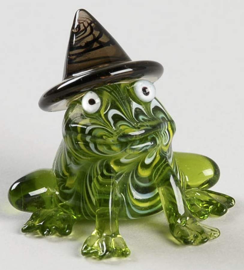 Glass Menagerie-Halloween Frog In Witch Hat - With Box by Fitz & Floyd-1