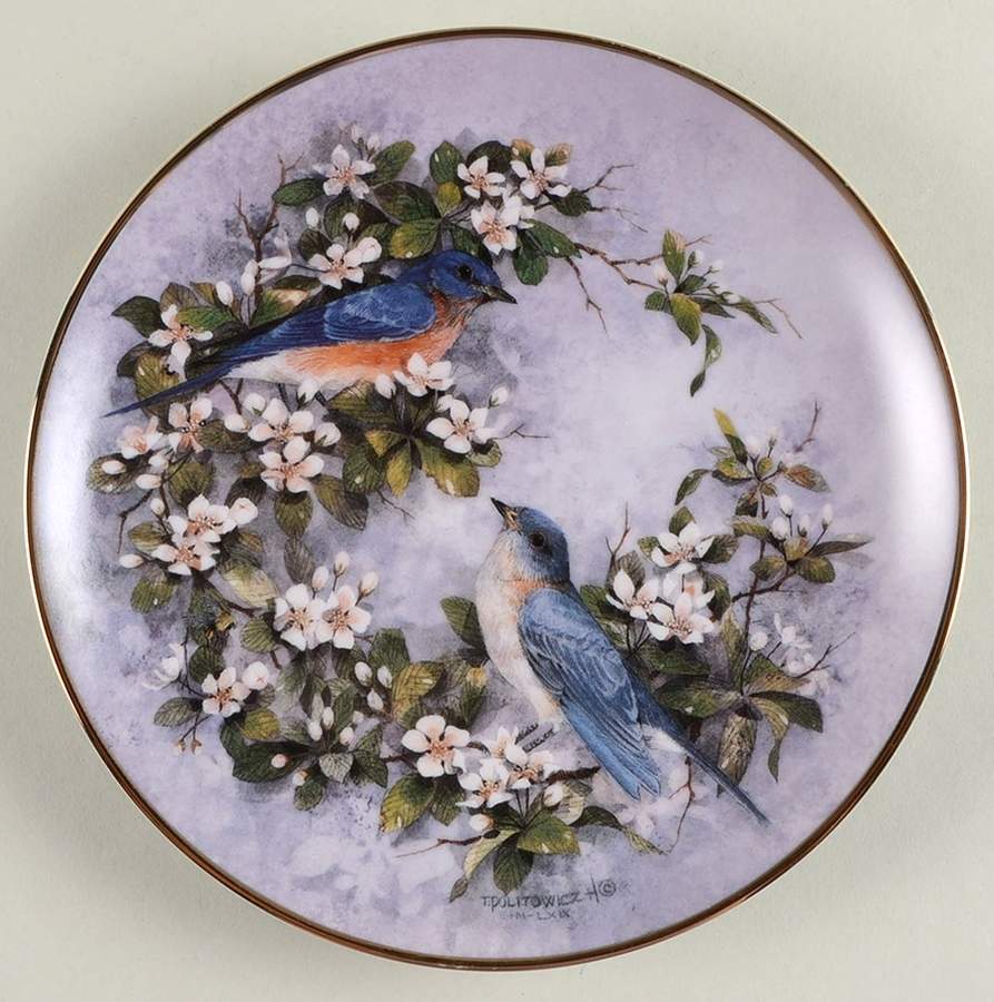 Songs of the Seasons Duet In Blue-Bluebirds - No Box by Franklin Mint-1
