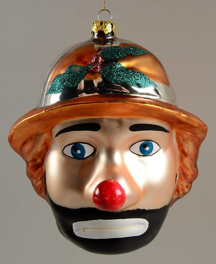Emmett Kelly Jr Blown Glass Ekj With Holly Hat - Boxed by Flambro-1