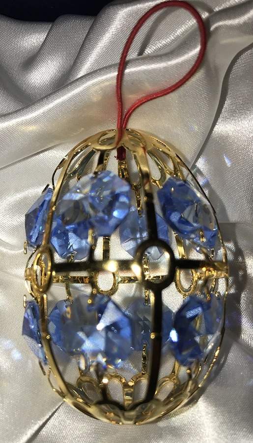 Crystal Palace Egg Ornaments Blue Egg Ornament - No Box by Faberge-1