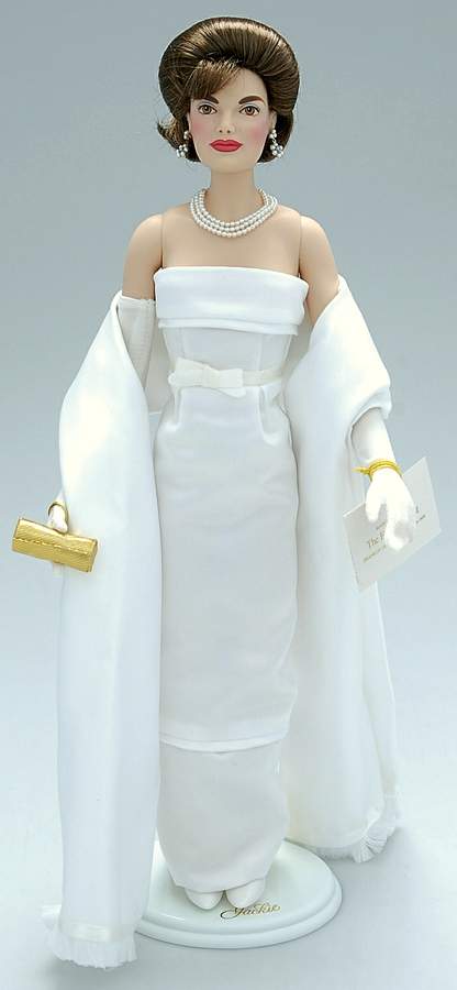 Jackie Doll (Vinyl) Doll-White Satin Gown - Boxed by Franklin Mint-1