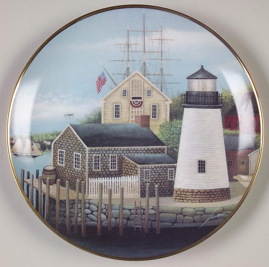 Wysocki Lighthouses New England Seaport - No Box by Franklin Mint-1
