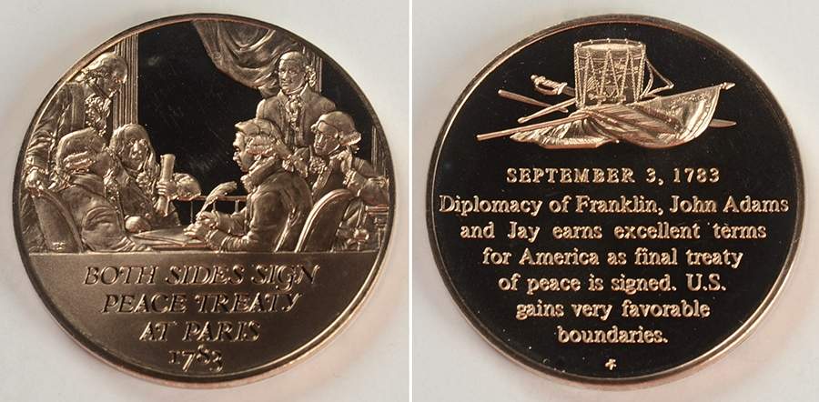 History of the American Revolution Both Sides Sign Peace Treaty At Paris - No Box by Franklin Mint-1