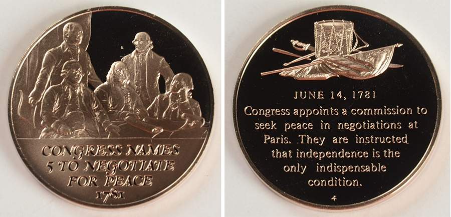 History of the American Revolution Congress Names 5 To Negotiate Peace - No Box by Franklin Mint-1