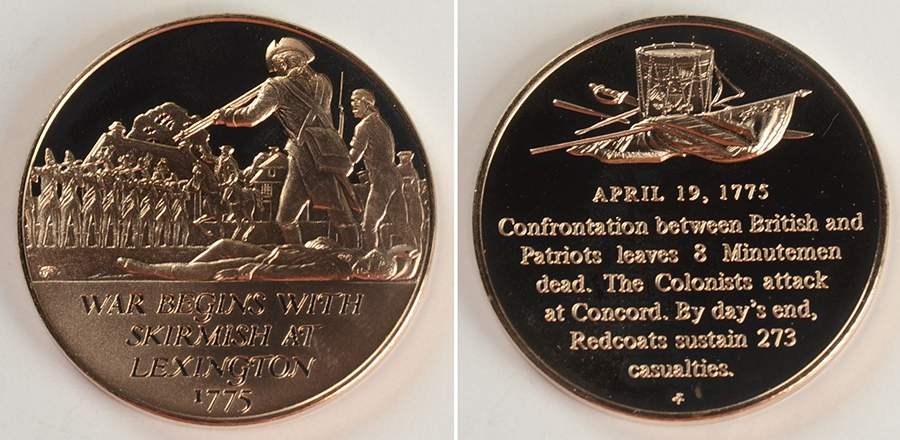 History of the American Revolution War Begins With Skirmish At Lexington - No Box by Franklin Mint-1