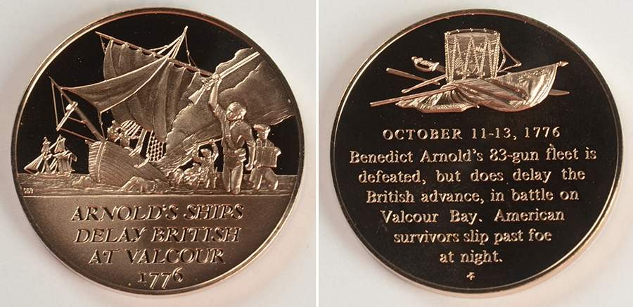 History of the American Revolution Arnolds Ships Delay British At Valcour - No Box by Franklin Mint-1