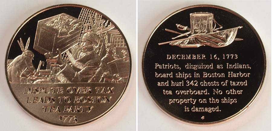 History of the American Revolution Dispute Over Tax Leads To Boston Tea Par - No Box by Franklin Mint-1
