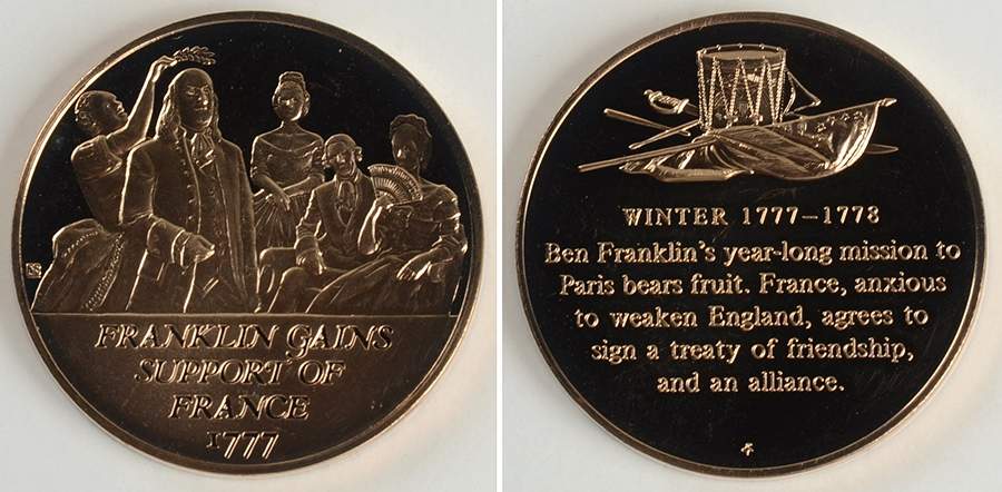 History of the American Revolution Franklin Gains Support Of France - No Box by Franklin Mint-1