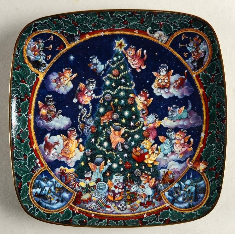 Bill Bell Christmas Cats Trimmed To Purr-Fection - No Box by Franklin Mint-1