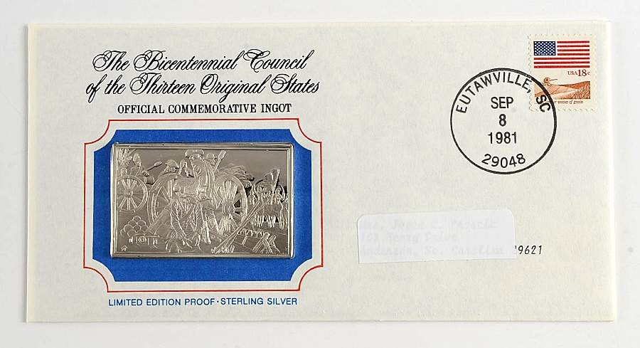 Bicentennial Council Ingots Battle Of Eutaw Springs, South Carolina - No Box by Franklin Mint-1