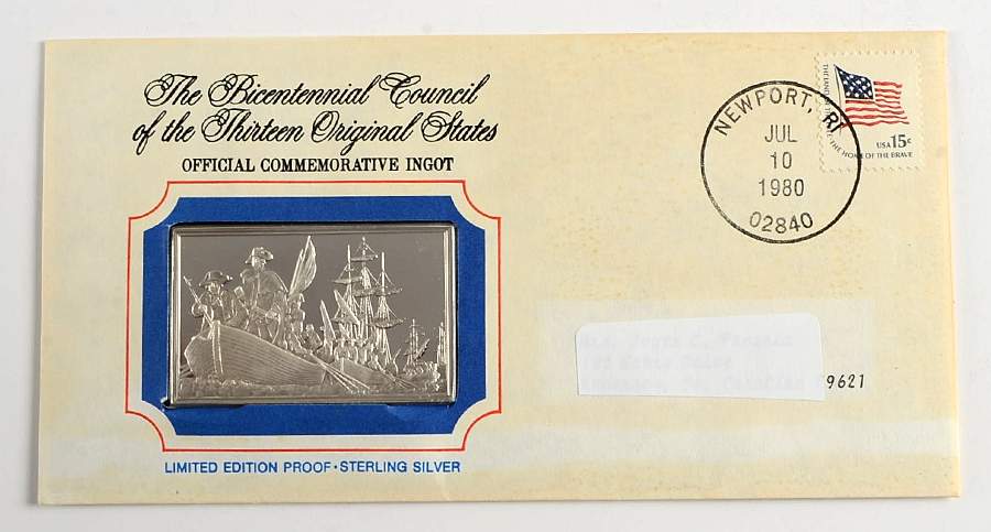 Bicentennial Council Ingots Rochambeau Reaches Newport - No Box by Franklin Mint-1