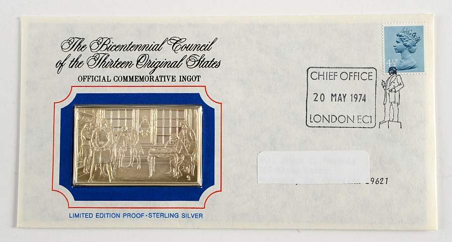 Bicentennial Council Ingots England Attempts Control Of Massachusett - No Box by Franklin Mint-1