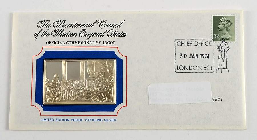 Bicentennial Council Ingots England Removes Franklin As Postmaster - No Box by Franklin Mint-1