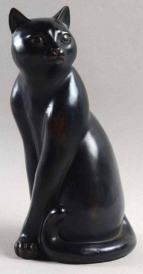Ceramique Vernissage Listening Cat-Black - No Box by Fitz & Floyd-1