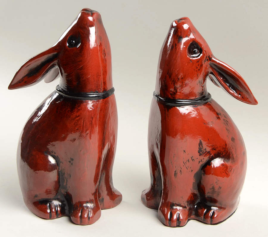 Ceramique Vernissage Rabbit Bookends-Cinnabar - No Box by Fitz & Floyd-1