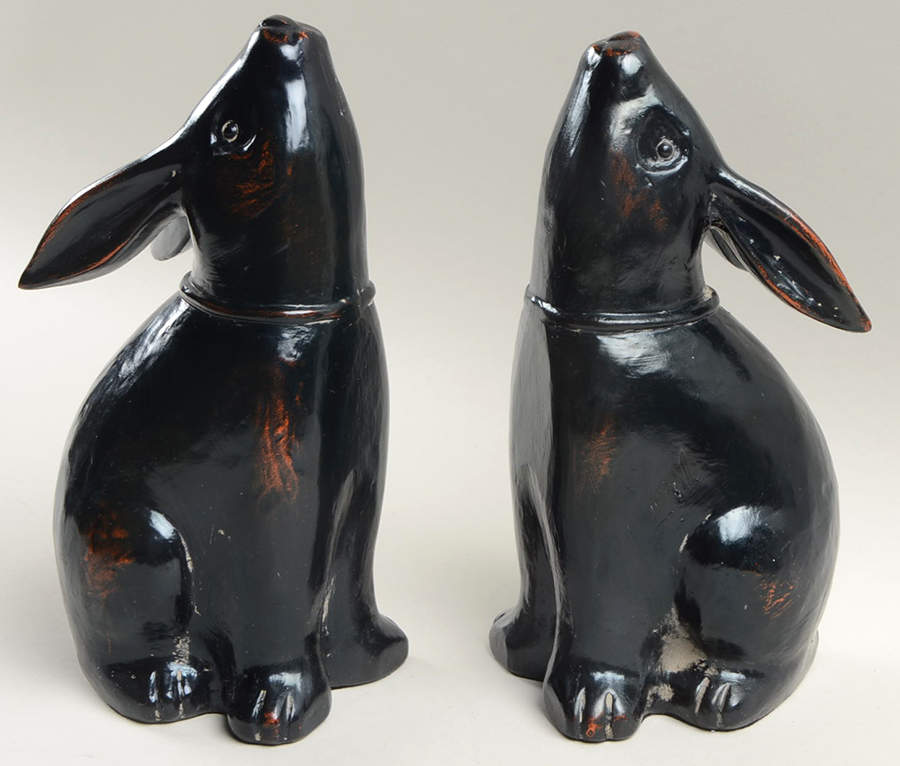 Ceramique Vernissage Rabbit Bookends-Black - No Box by Fitz & Floyd-1