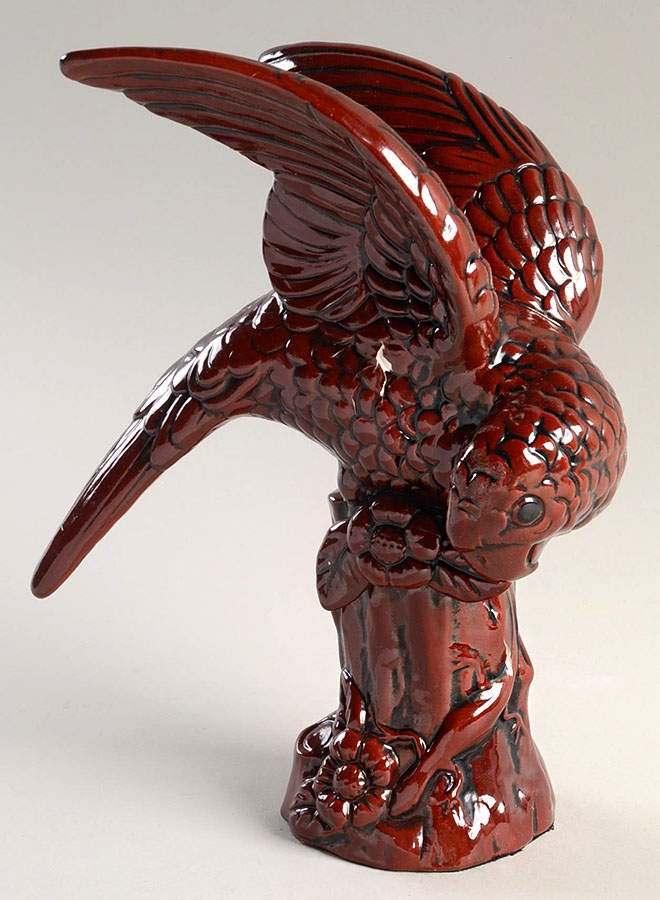 Ceramique Vernissage Parrot-Head Down-Cinnabar - No Box by Fitz & Floyd-1
