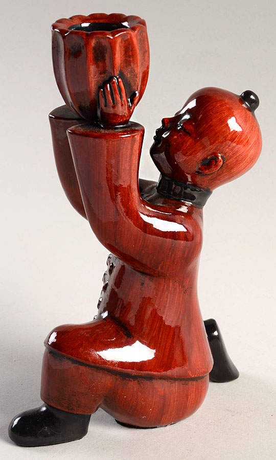 Ceramique Vernissage Oriental Man Candleholder-Cinnabar - No Box 42 by Fitz & Floyd-1