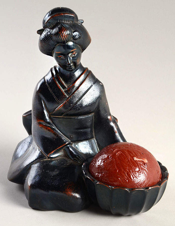Ceramique Vernissage Geisha Candleholder-Black - No Box by Fitz & Floyd-1