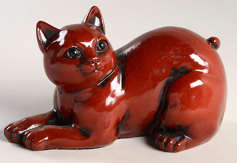 Ceramique Vernissage Kitten-Cat Sitting-Cinnabar - No Box by Fitz & Floyd-1