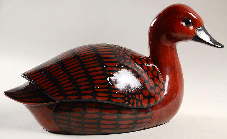Ceramique Vernissage Duck Box-Large,Black&Cinnabar - No Box by Fitz & Floyd-1