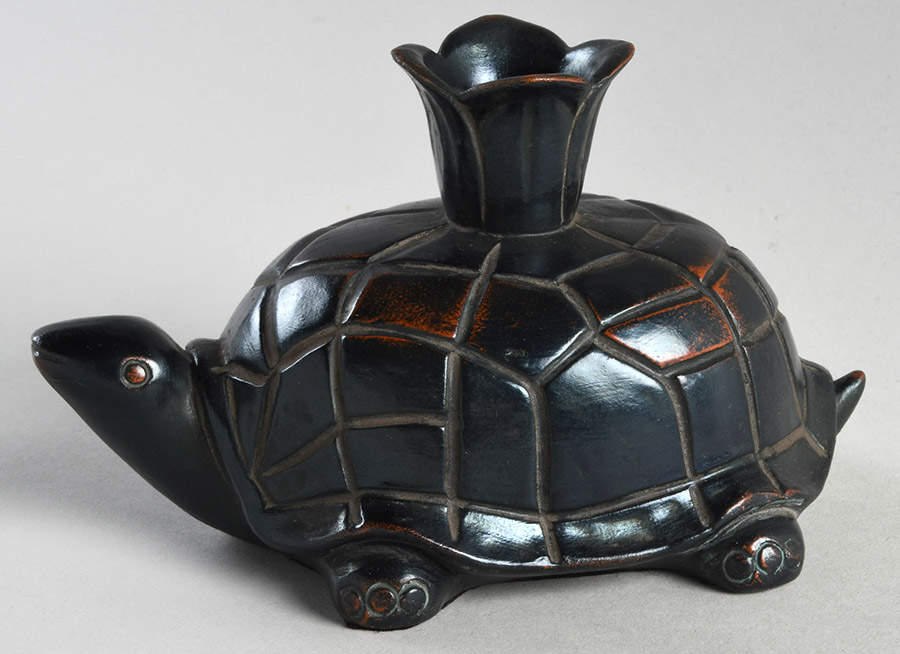 Ceramique Vernissage Turtle Candleholder-Black - No Box by Fitz & Floyd-1