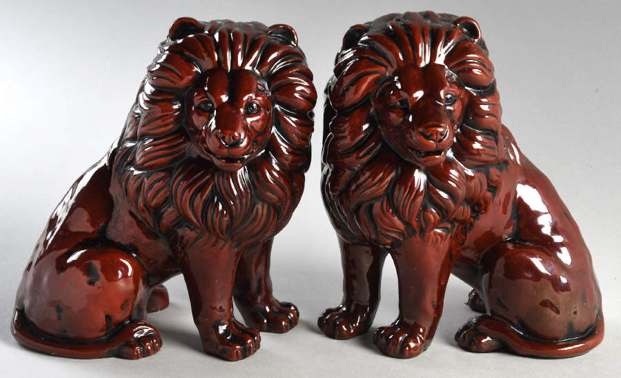 Ceramique Vernissage Lion Pair-Cinnabar - No Box by Fitz & Floyd-1