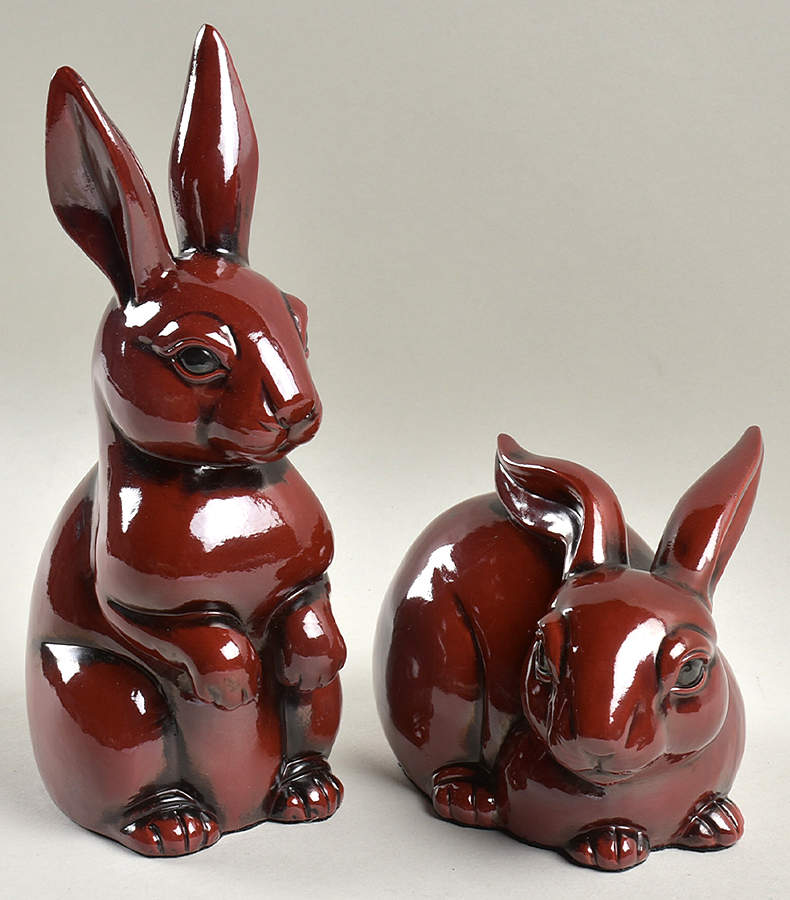 Ceramique Vernissage Rabbit Pair-Cinnabar - No Box by Fitz & Floyd-1