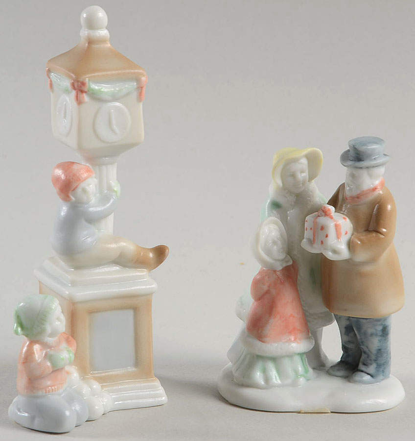 Christmas Village Family & Clock (Set Of 2) - No Box by Fitz & Floyd-1