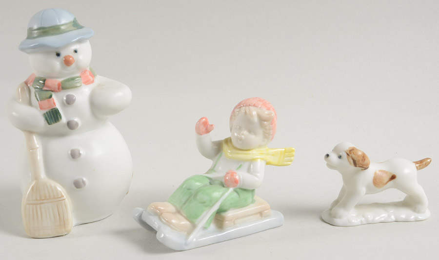 Christmas Village Snowman, Boy, Dog (Set Of 3) - Boxed by Fitz & Floyd-1