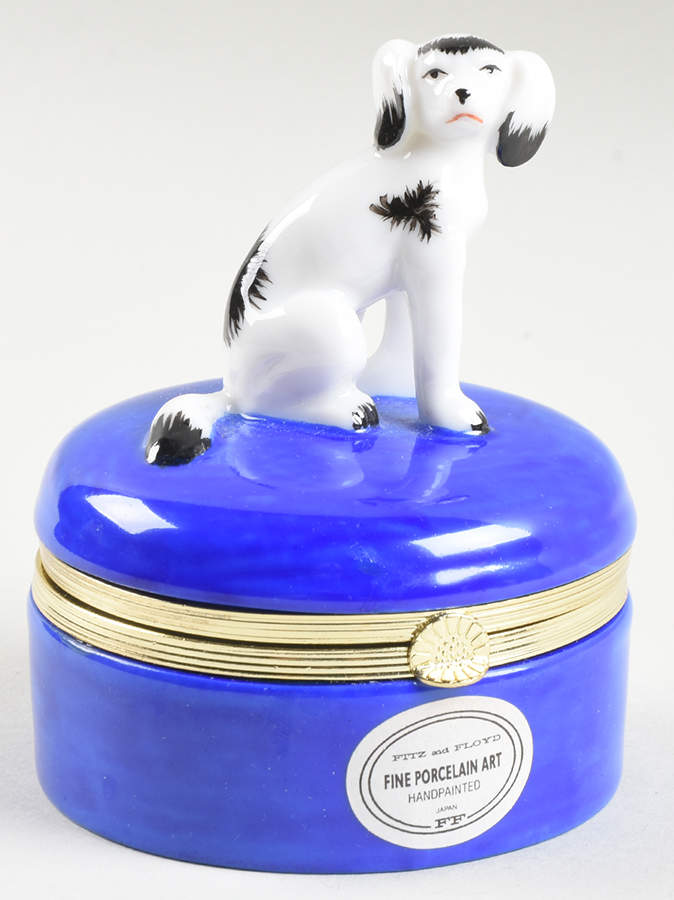 Limoges Box Spaniel-Blue - No Box by Fitz & Floyd-1
