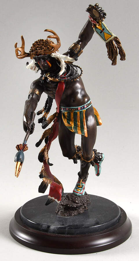 Native American Bronzes Spirit Of The Crow - No Box by Franklin Mint-1