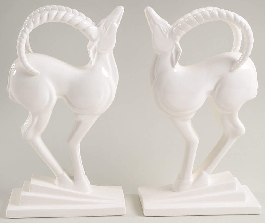 Book Ends Antelope-White - No Box by Fitz & Floyd-1