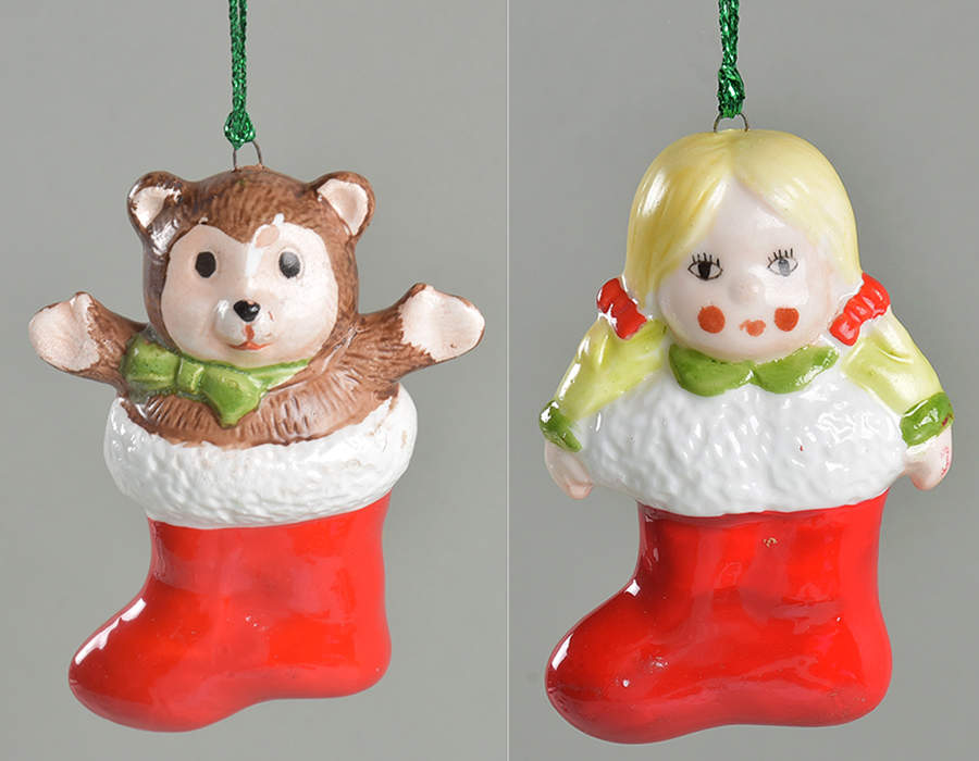 Omnibus Ornament Girl/Teddy Bear Stocking-Pair - No Box by Fitz & Floyd-1