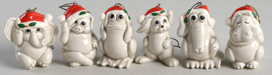 Christmas Zoo Set Of 6 Animals - No Box by Fitz & Floyd-1