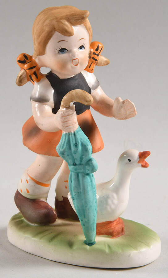 Collector's Choice Series Girl With Umbrella & Duck - No Box by Flambro-1