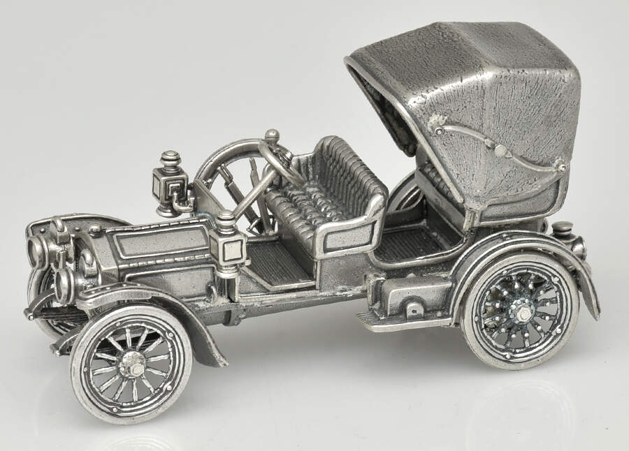 Silver Car Miniatures 1904 Mercedes Simplex - Boxed by Franklin Mint-1