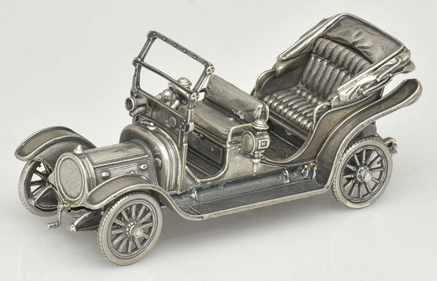 Silver Car Miniatures 1911 Delaunay - Belleville - Boxed by Franklin Mint-1