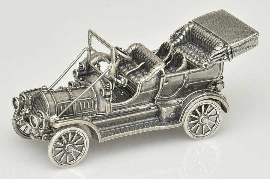 Silver Car Miniatures 1907 Thomas Sixty Horse Flyer - No Box by Franklin Mint-1