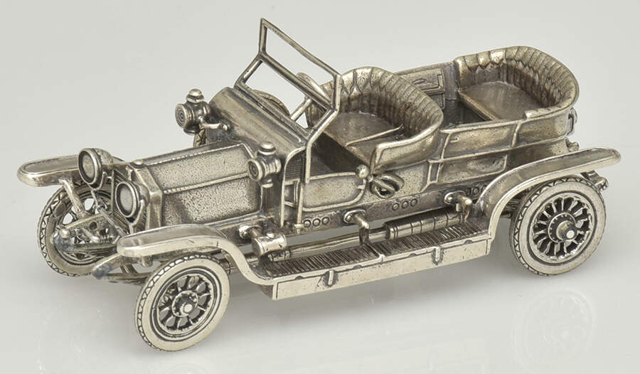 Silver Car Miniatures 1907 Rolls Royce Silver Ghost - Boxed by Franklin Mint-1