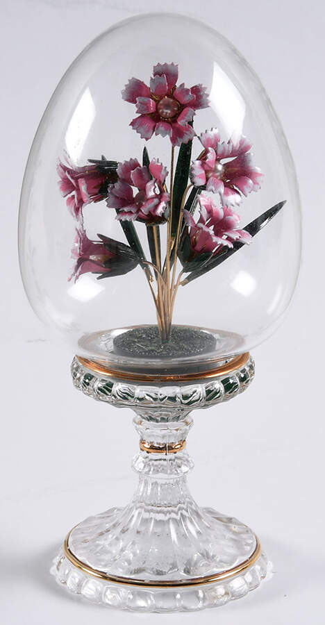 House of Faberge Crystal Eggs Pink Carnation Bouquet - No Box by Franklin Mint-1