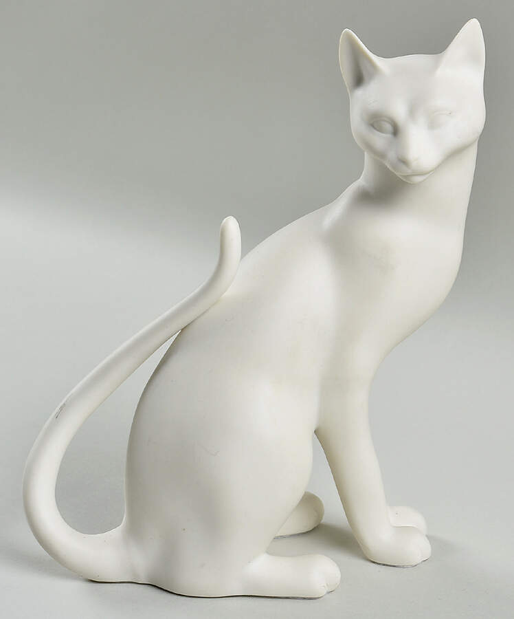 Black and White Pairs White Bisque Cat - No Box by Franklin Mint-1
