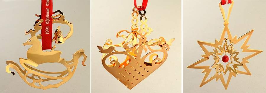 Annual Christmas Mobile Ornament Favorite Set-1991,1992,1993 - With Box by Georg Jensen (Denmark)-1