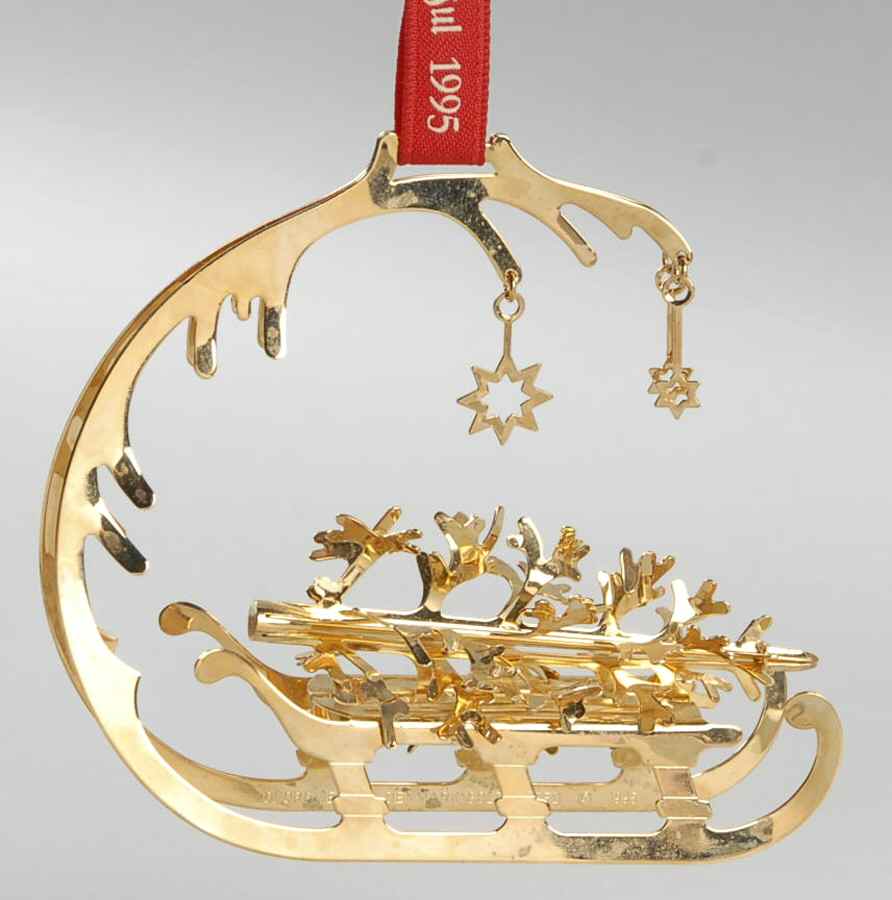 Annual Christmas Mobile Ornament Christmas Sleigh - Boxed by Georg Jensen (Denmark)-1